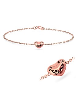 Rose Gold Plated Heart Silver Bracelets BRS-88-RO-GP